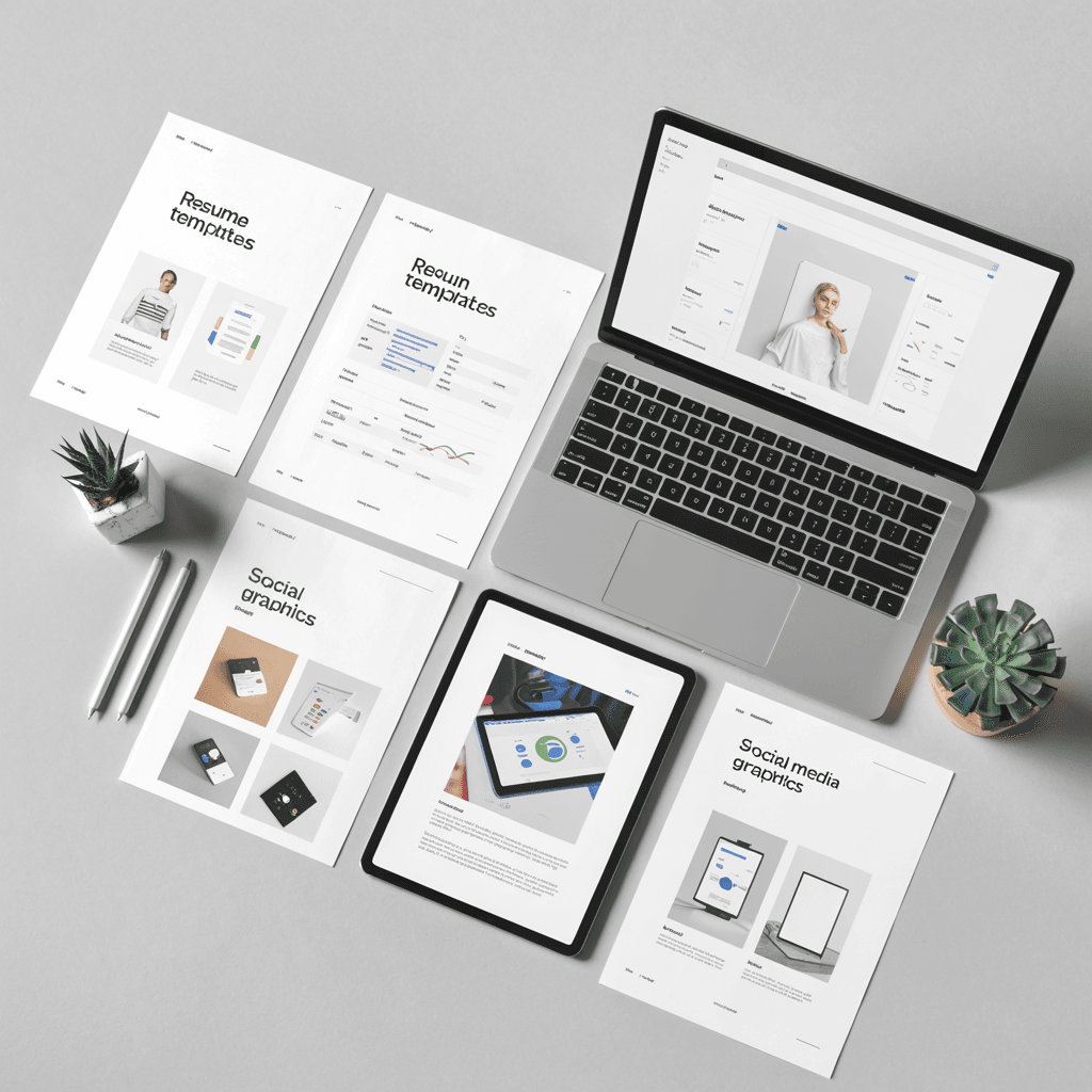 A clean and professional mockup bundle for print-on-demand products. The scene includes multiple clothing items: hoodies, classic t-shirts, oversized t-shirts, and modern streetwear, all displayed with different unique and stylish printed designs. The garments are arranged aesthetically on a neutral background with soft lighting. The colors are vibrant and modern